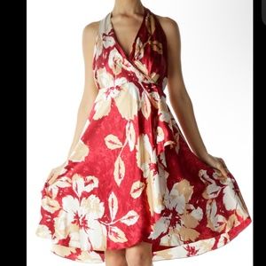 Gorgeous 100% silk red floral wrap dress